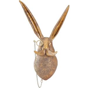 Vintage-Inspired Art Deco Animal Head Wall Sculpture, Brass-Toned Resin Wall Decor for Living Room Bedroom Office, Unique Small-Sized 3D Wall Art, Retro Home Gift & Abstract Wall Hanging Decorations(Rabit)