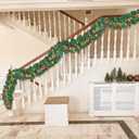 GUOOU 9 Foot Christmas Lighted Garland, Battery Operated Christmas Garland with Lights, Pre Lit Garland Wreath for Indoor Home Winter Holiday New Year Xmas Decorations