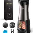 Sangcon Electric Salt and Pepper Grinder Set Shakers 2 IN 1 - USB RECHARGEABLE Salt and Pepper Mill Set All in One, Automatic Refillable Adjustable Coarseness Ceramic Grinder with Light