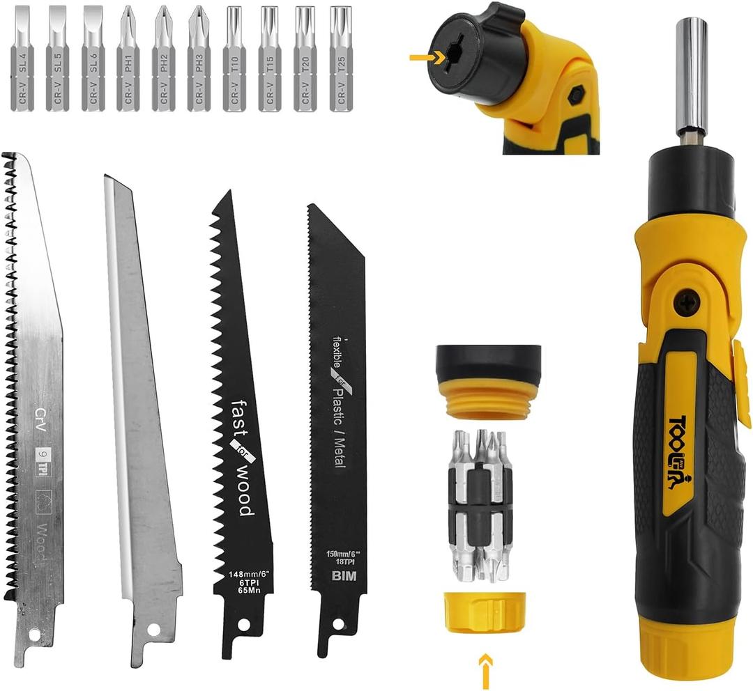 16-In-1 Multi Blades Hand Saw With Screw Driver (Manual Saw, Not Electric). For Cut Wood, Metel, Plastic, Sheetrock, Dry Wall Saw, Plywood, Sheetrock Saw. Portable Hand Saw, Screw Driver