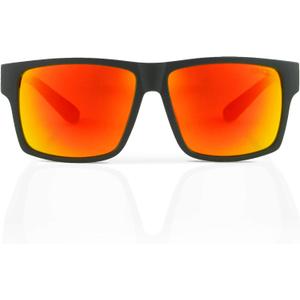 TOROE Range Polarized Classic Square Sunglasses - Ultralight Durable TR90 Frame with Hydrophobic Mirrored Lenses (Matte Black | Sunrise)