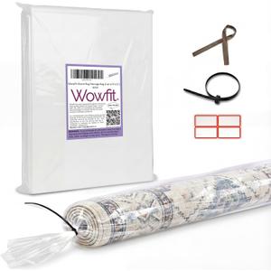 Wowfit Giant Plastic Rug Storage Bag with Zip Tie, 4.5 Mil Heavy Duty Fits Rug up to 9'x12', Perfect for Moving, Packing and Shipping