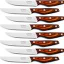 Professional 8-Piece German High Carbon Stainless Steel Steak Knife Set, Premium Full Tang Steak Knives with Pakkawood Handle
