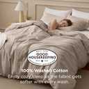 Bedsure 100% Washed Cotton Duvet Cover King Size - Tannish Linen Grey Minimalist Bedding Set 3-Piece - PureWoven Plain Simple & Soft Comforter Cover 3-Piece (Tannish Linen Grey, King, 104"x90")