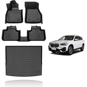 KELCSEECS Floor Mats & Cargo Liner Custom for 2022 2021 2020 2019 2018 2017 2016 BMW X1 Car Mats Automotive Cargo Mat Floor Liners Trunk Mat X1 All Weather Floor Mats Trunk Liner Black