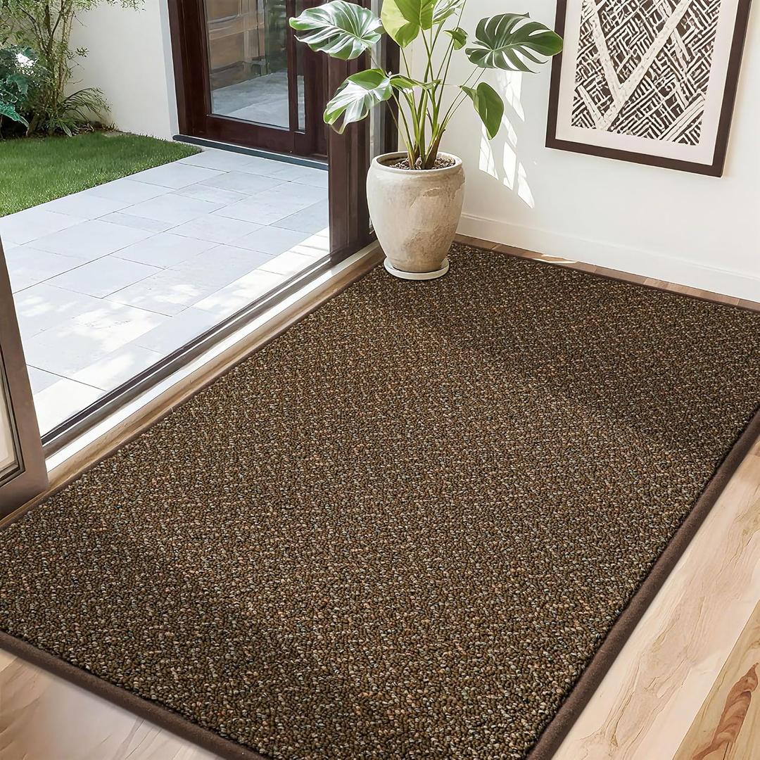 COSY HOMEER-Door-Mat 32"x48" Non Slip Absorbent Entryway Rugs Dirt Trapper Doormats Washable Entrance Mats Low Pile Welcome Floor Mat for Front Back Door and Entry Mats, Brown