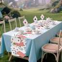 Preboun 2 Pcs Wonderland Tea Party Decoration 12 72 Inches Poker Linen Table Runner Wonderland Decorations for Game Playing Birthday Halloween Party Favor Decoration