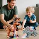 3 x 3 Pack Walking Dinosaur Toys for Kids 3-5 5-7 Years Old, Simulated Tyrannosaurus Brachiosaurus Triceratops with Sound & Light, Birthday Gifts Dino Toy for Toddlers Boys Girls 3 4 5 6 7 8 Years