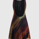 Women's Tie Dye Backless Mini Dress Summer Crew Neck Mesh Party Club Dresses (M)