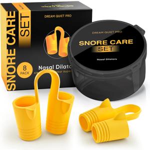 Nasal Dilators - Nose Clips to Reduce Snoring & Better Sleep  Comfortable Silicone Snore Stopper  Less Snoring Nose Vents  8 Pack (Infinite Yellow Space)