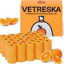VETRESKA Citrus Scented Dog Poop Bags, Leak Proof, Extra Thick and Large Pet Waste Bags for Dogs Walking, Cat Litter and Babies' Diaper, 300 Count Bags (20 Refill Rolls), Orange