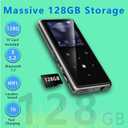128GB MP3 Player with Bluetooth 5.2, AiMoonsa Music Player with Built-in HD Speaker, FM Radio, Voice Recorder, HiFi Sound, E-Book, Earphones Included