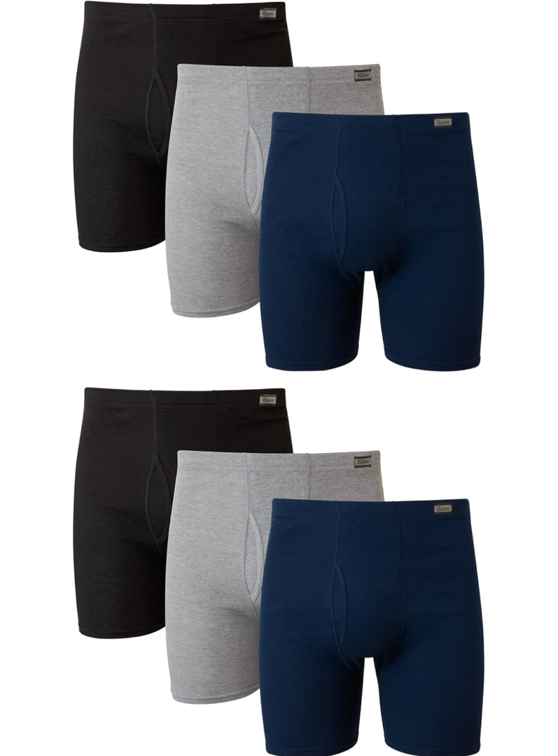 Hanes Men's Underwear Boxer Briefs Pack, Cotton ComfortSoft Boxer Brief for Men, Moisture-Wicking Breathable, Multipack, Size L