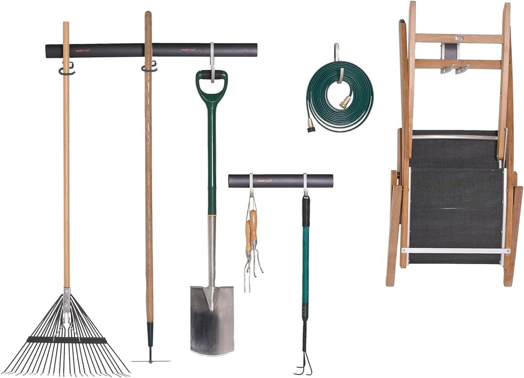 Neatfreak Neat-Trax 12 Piece Heavy Duty Garage Organizer System  Wall Mounted Tool Storage Rack with Hooks for Easy Garage Organization. Storage Utility Hook System for Garage - Home - Shed - Shop