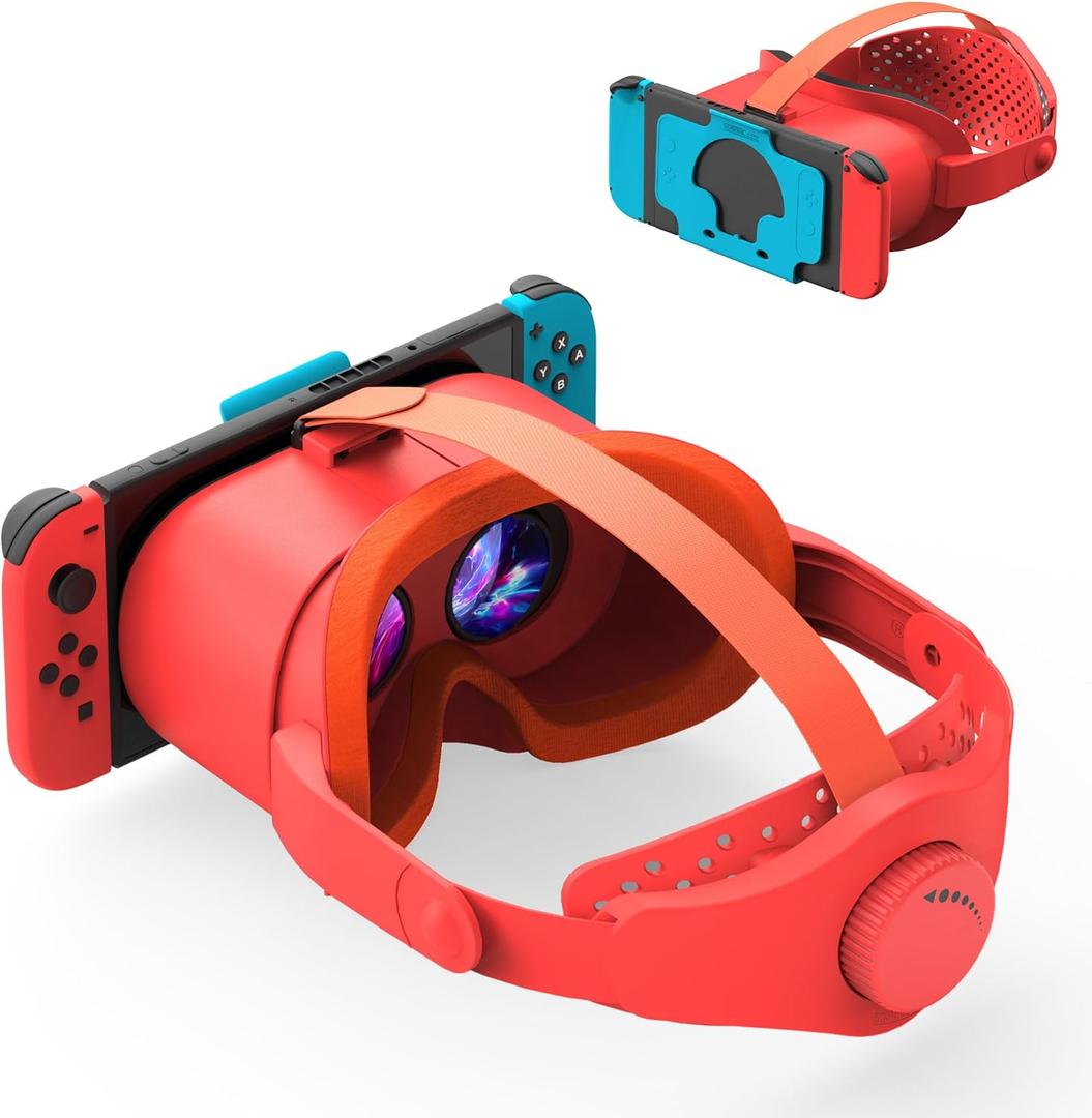 VR Headset for Nintendo Switch & Switch OLED, Upgraded Switch Virtual Reality Glasses with Adjustable Lens and Elite Strap, Labo VR Kit 3D Goggles Accessories for VR Gaming Experience (Orange&Blue)