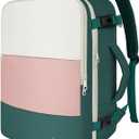 Taygeer Carry On Backpack, 35l Travel Backpack for Women Airline Approved, Cute Underseat Personal Item Travel Bag With Shoe Compartment, Casual Daypack Gifts for Friend Weekend, Beige Peacock Pink (Large, Cream Pink Green)
