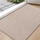 Color&Geometry Front Door Mat Indoor 17"x29", Ultra Non Slip Rubber Backed Dirt Trapper, Low Profile Thin washable, Easy Clean Entry Entryway Rug Door Mat Indoor Entrance, Khaki (Rolled-up NO Creases)