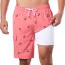 BRISIRA Mens Swim Trunks Bathing Suit 9 Inch Inseam Compression Liner Beach Long Board Shorts Swimsuit Anti-Chafe Quick Dry, 36