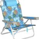 SUNNYFEEL Extra Wide 28" Low Beach Chair 5 Position Lay Flat, XL Oversized Portable Folding Camping Chairs with Cup Holder for Outdoor/Trip, Lightweight Foldable Backpack Beach Chair for Adults