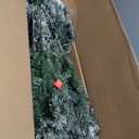 SHareconn 7.5ft Prelit Snow Flocked Spruce Artificial Christmas Tree with 350 Incandescent Warm White Lights, Foldable Stand, Snow Flocked Full Prelighted Xmas Tree W/1170 Branch Tips, 7.5 FT, White