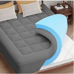 Dual Layer Memory Foam Mattress Topper - AprLeaf 3 Inch Pillow Top Mattress Topper, 2 Inch Cooling Gel Memory Foam and 1 Inch Pillow-Top Cover for Medium Support Relief Back Pain (Queen, Grey)