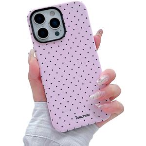 Designed for iPhone 16 Pro Case, Cute Fashion Polka Dot Aesthetics for Women Girls Soft TPU and Hard PC Protective Case Compatible with 16 Pro-Pink