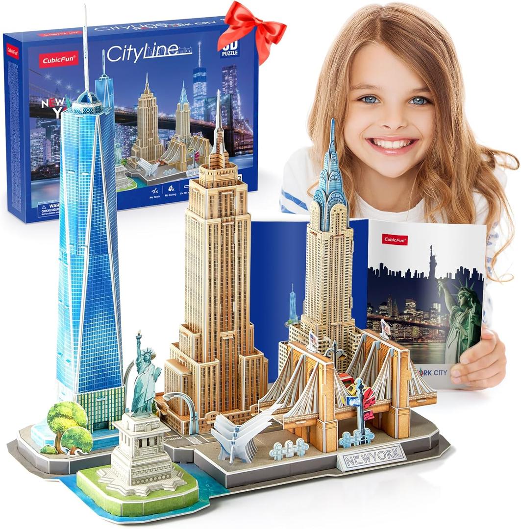 3D Puzzles for Kids Ages 8-10 Arts Crafts for Kids Ages 8-12 New York Cityline 3D Architecture Crafts for Girls Ages 8-12, Toys Gifts for 8 Year Old Girls Gifts for 10 Year Old Girl Building Model