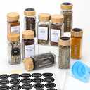 NETANY 23 Pcs Glass Spice Jars with Bamboo Lids, 4 oz Glass Jars with Minimalist Farmhouse Spice Labels Stickers, Collapsible Funnel, Seasoning Storage Bottles for Spice Rack, Cabinet, Drawer