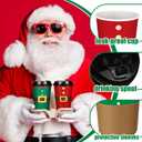 Zhehao 90 Pcs/30 Sets Christmas Paper Coffee Cups with Lids and Sleeves Disposable Hot Cocoa Party Paper Cups for Hot Chocolate Accessories (Cloths,16 oz)