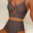 Herseas 2 Piece Bikini Set U-Wire Cutout Popular Swimsuit High Waisted Textured 2026 Summer Beach Swim Bathing Suits (XL)