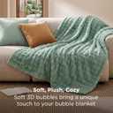 Bedsure 3D Fleece Bubble Blanket for Couch - GentleSoft Green Throw Blanket for Sofa Bed Room Decor - Luxury Soft Cozy Gifts for Women, Lightweight, All Seasons, Sage Green, 50"×70"