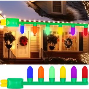 Leyndo 13 ft Giant Inflatable Christmas Light Bulb Ornaments Inflatable Hanging Christmas Light String Decoration Blow up Bulb with LED for Xmas Tree Porch Yard Holiday