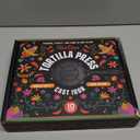 Uno Casa Cast Iron Tortilla Press 10 Inch - Tortilla Maker Press, Pre-Seasoned Roti Maker with 100 Pcs Parchment Paper - Heavy Duty Quesadilla Maker for Homemade Flatbreads, Rotis, Empanadas