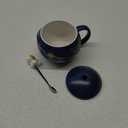 Kawaii Astronaut Cup Space Embossed Planet Mug, Cute Ceramic Coffee Mug, Novelty Mug with Lid and Spoon for Coffee, Tea, Milk, Aesthetic Room Decor Funny Gift for Girl Boy Women (Dark blue)