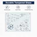 Magnetic Glass Whiteboard for Wall, 36" x 24" Glass Dry Erase Board, Large Frameless White Board for Home and Office with 1 Marker Tray - Normal White