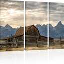 HOMEOART Country Wall Decor Farmhouse Landscape Canvas Wall Art Western Home Decor Pictures Farmhouse Living Room Bedroom Decoration 16inchx32inchx3Piece (Colorful)