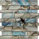 Kieacia Peel and Stick Kitchen Backsplash Tiles, PVC Self-Adhesive Mosaic Tile for Kitchen Bathroom Vanity Tabletop Fireplace (Blue-Grey Agate Color,10PCS)