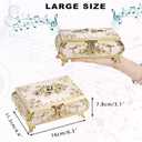 ELLDOO Vintage Music Box, Beige Metal Musical Jewelry Box Keepsake Box, Small Trinket Jewelry Storage Box Gift for Girl Women (Tune: You are My Sunshine), Large