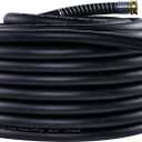 Garden Hose 100FT x 3/4, Heavy Duty Rubber Hose, Water Hose with Five-Layered Braiding, Male Female Fittings, 1000PSI Burst, 200PSI Working (Black)