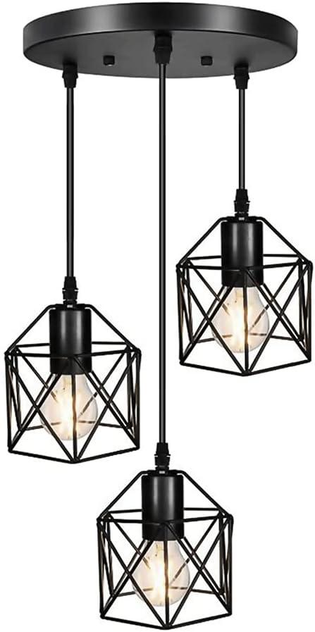 3-Lights Hexagon Wire Cage Pendant Light Retro Industrial Ceiling Hanging Lights E27 Lighting Fixture, Creative Birdcage Suspension Lamp, Simple Dining Room Droplights 3-Lights Hexagon Wire Cage Pendant Light Retro Industrial Ceiling Hanging Lights E27 Lighting Fixture, Creative Birdcage Suspension Lamp, Simple Dining Room Droplights