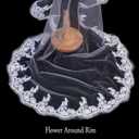 Merroyal First Holy Communion Veil Floral and Lace Veil for Girls,White,37 Inches