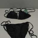 Buauty Bikini Sets for Women Two Piece Swimsuits Halter String Triangle Bathing Suit Sexy Tie Side Bottom Swimwear Black S