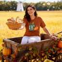 Women Thanksgiving Shirts Funny Leopard Pumpkin Graphic Print Fall T Shirts (X-Large, Brown1)