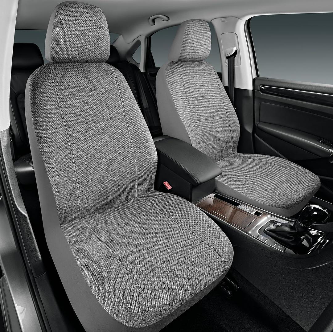 Road Comforts Car Seat Covers for Front Seat, Low Back Heavy Duty Breathable Flax Seat Protector, Airbag, Not Seat Belt Compatible, Washable Seat Cover Fits for Most Cars, Trucks, SUVs, Vans Gray