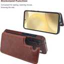 ONETOP Compatible with Samsung Galaxy S24 Wallet Case with Card Holder, PU Leather Kickstand Card Slots Case, Double Magnetic Clasp and Durable Shockproof Cover 5G 6.2 Inch(Brown)