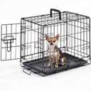 Small Dog Crate 18 Inch Foldable Single Door Dog Cage Pet Kennel | Metal Wire, Secure Lock, Plastic Leak-Proof Pan Tray, Indoor Outdoor Training Pet