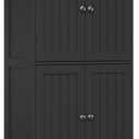 ChooChoo Bathroom Floor Cabinet, Modern Bathroom Storage Cabinet with 4 Doors and Adjustable Shelves, Freestanding Cupboard for Living Room, Black, 11.81"D x 23.62"W x 43.31"H