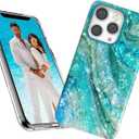 Case for iPhone 13 Pro Case for Girl Women Men,ARSTVEC Glitter Pearly Luster Shell Shiny Sparkle Bling Slim Soft TPU Protective Back Phone Case Cover for iPhone 13 Pro 6.1,Blue Sea Waves Ocean Summer