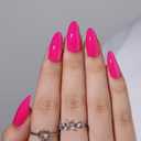 Rose Red Press on Nails with Chrome Fake Nails Designs Thickened Acrylic Nails Short Almond Glue on Nails Solid Color False Nails Full Cover Stick on Nails for Women Girls Manicure Art 32 Pcs