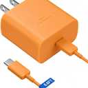 45W Super Fast Charger USB Type C Charger Cord 6.6FT with Android Phone Charger Fast Charging Block for Samsung Galaxy S25/S25 Ultra/S25+/S24 Ultra/S24/S24+/S23 Ultra/S23/S22/S20/S21/Note 10/20,Orange